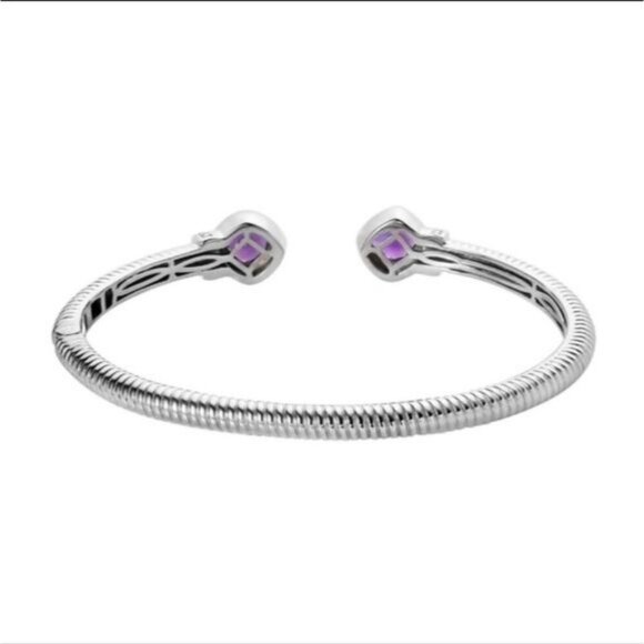 Amethyst ✦ Cushion‑Cut Cuff Bracelet ✦ Platinum 7.25" 2.80ctw Stones NWT - Picture 7 of 8